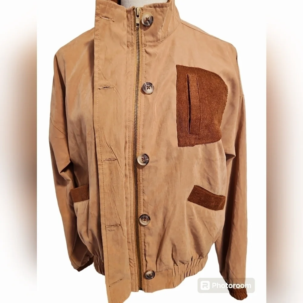 Mine Women's Bomber Jacket Tan Brown Western Equestrian Meadium - Picture 4 of 6